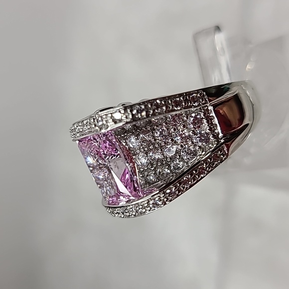 Emerald Cut Pink Sapphire Ring - Picture 5 of 15